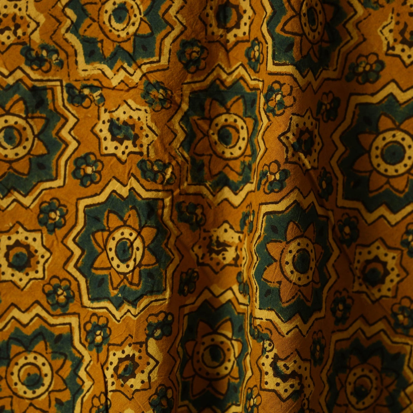 Yellow - natural dyed hand cotton fabric 17 - handcrafted