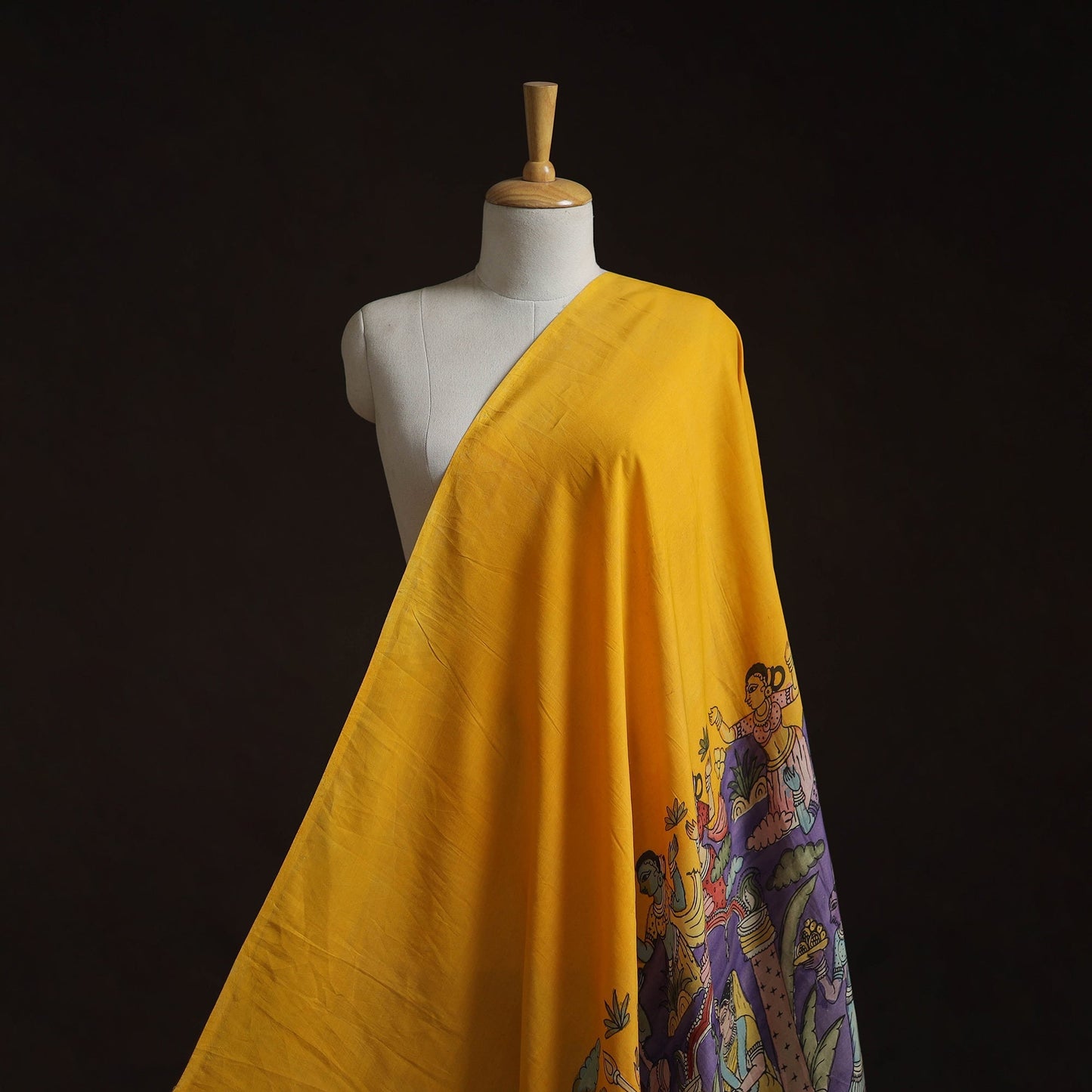 Natural dyed handloom chanderi silk handpainted