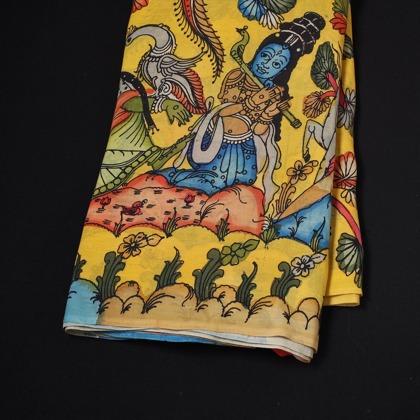 Natural dyed handloom chanderi silk handpainted