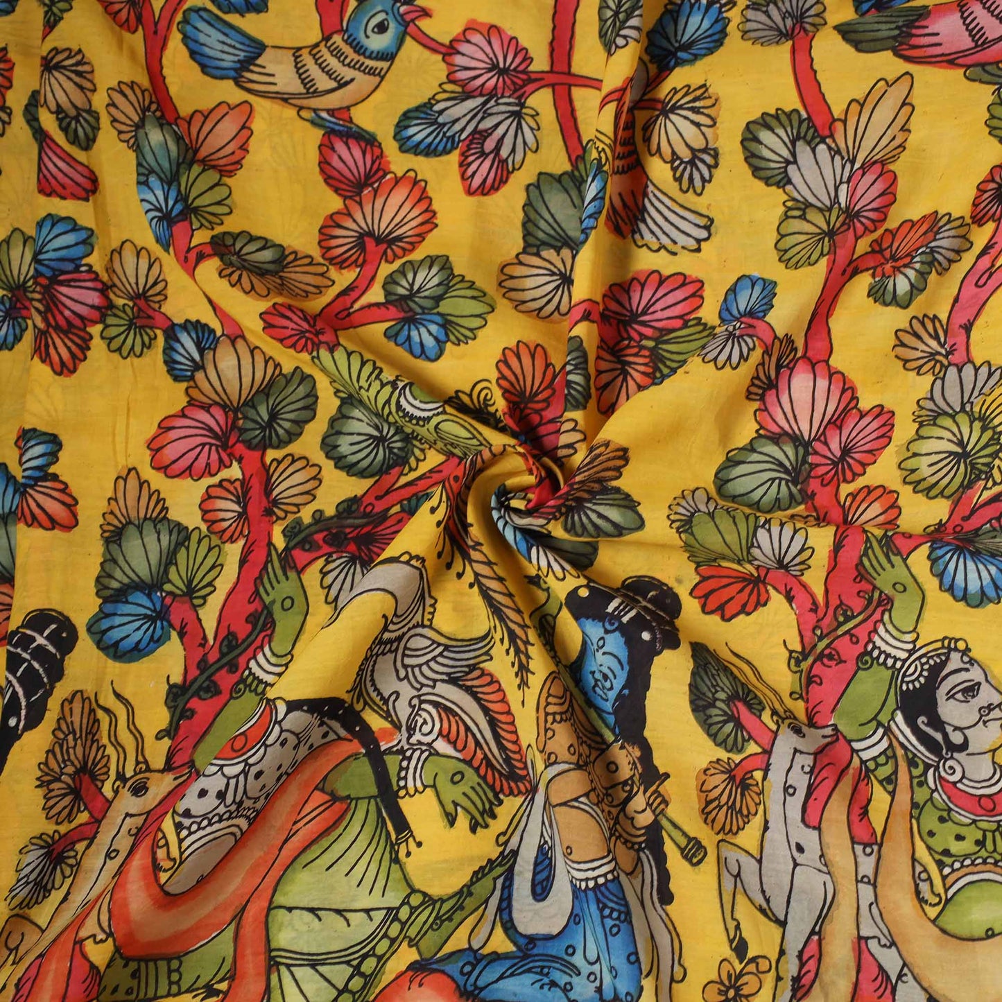 Natural dyed handloom chanderi silk handpainted
