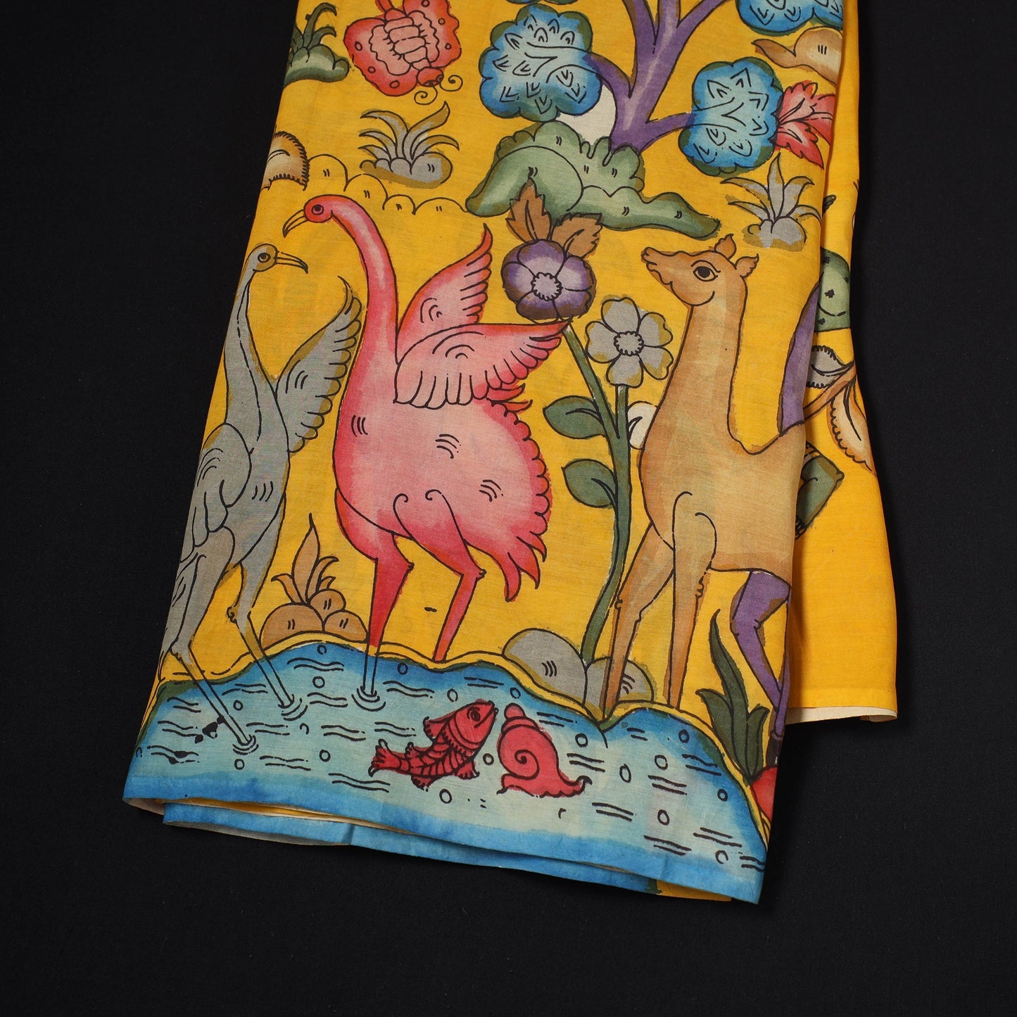 Natural dyed handloom chanderi silk handpainted