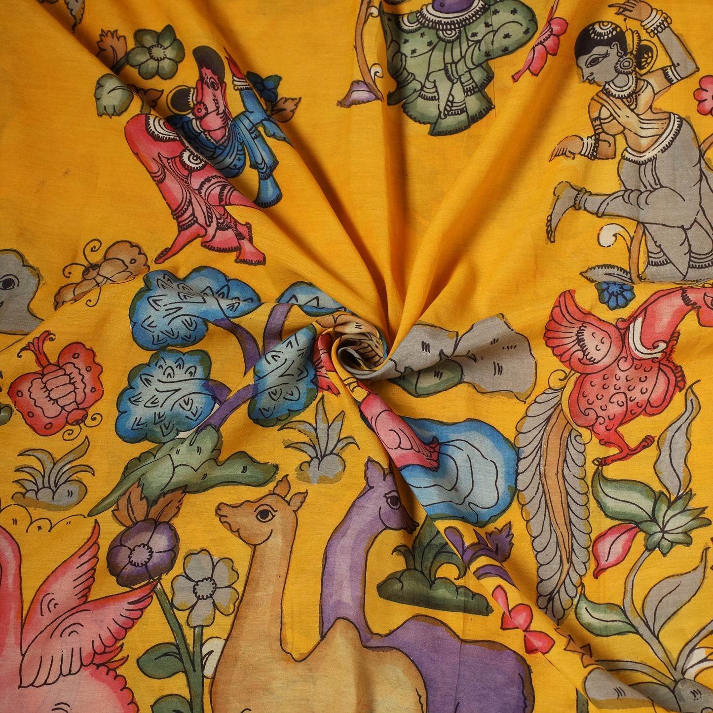 Natural dyed handloom chanderi silk handpainted
