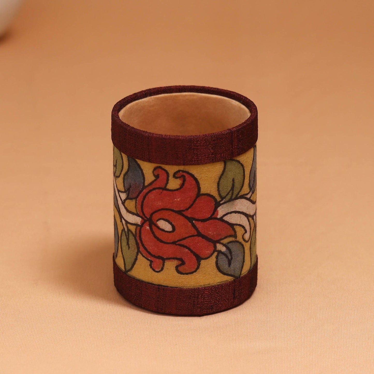 Natural dyed handpainted kalamkari pen stand 09