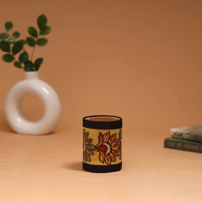 Natural dyed handpainted kalamkari pen stand 16