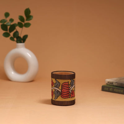 Natural dyed handpainted kalamkari pen stand 18