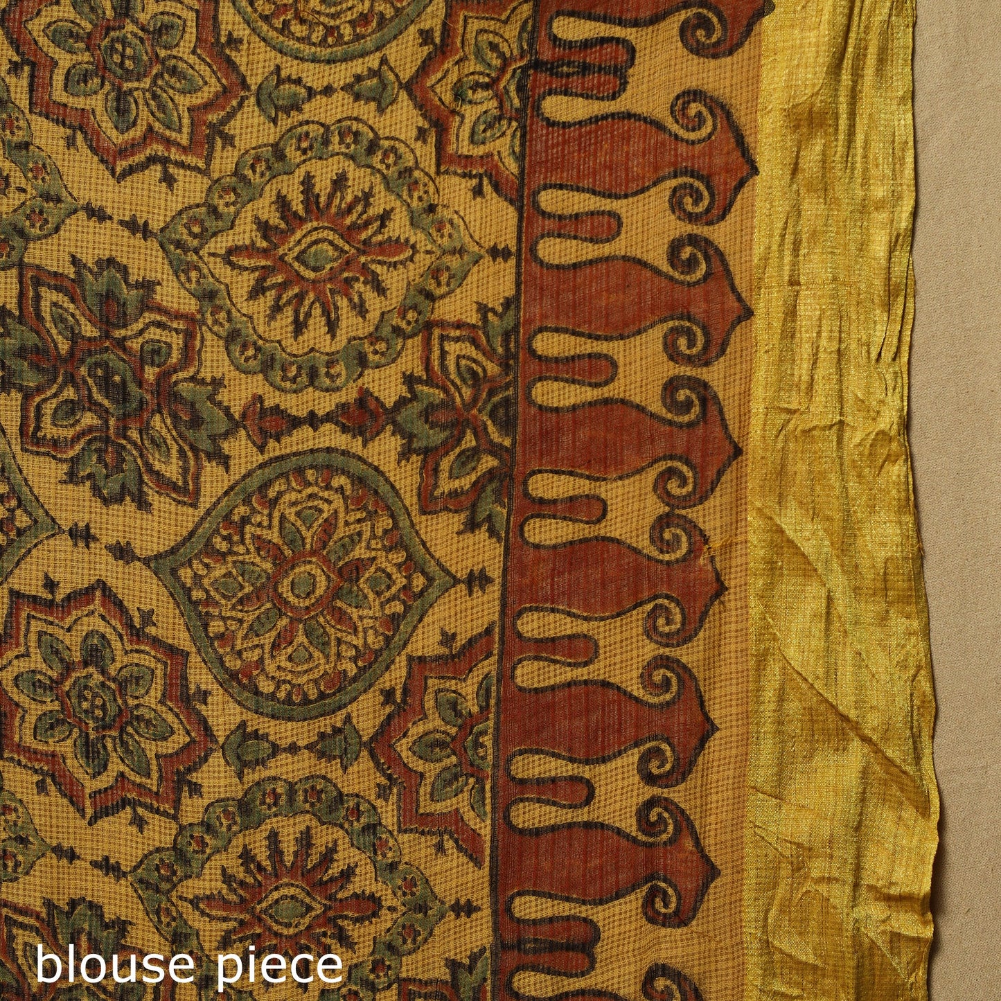 Yellow - natural dyed kota doria cotton saree 05