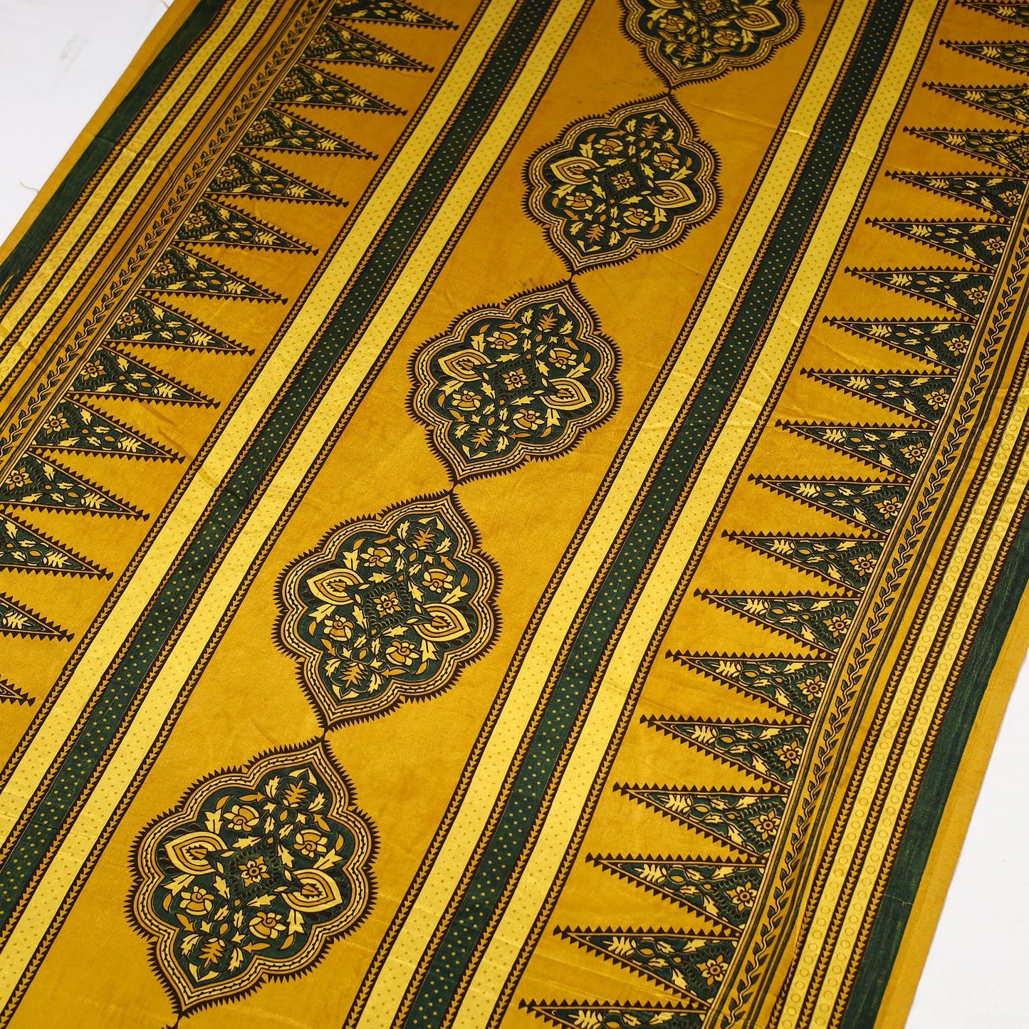 Yellow - natural dyed mashru silk fabric 13 - handcrafted