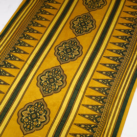 Yellow - natural dyed mashru silk fabric 13 - handcrafted