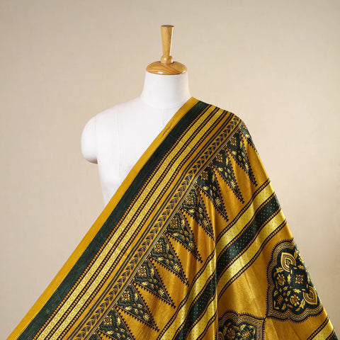 Yellow - natural dyed mashru silk fabric 13 - handcrafted