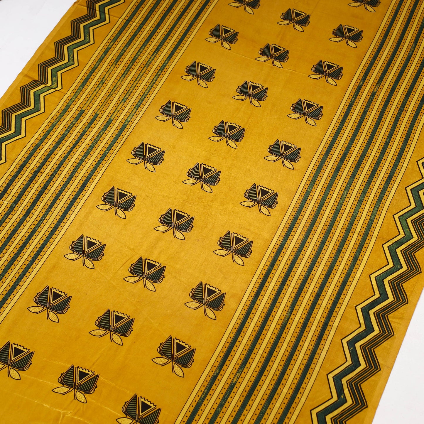 Yellow - natural dyed mashru silk fabric 02 - handcrafted