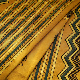 Yellow - natural dyed mashru silk fabric 02 - handcrafted