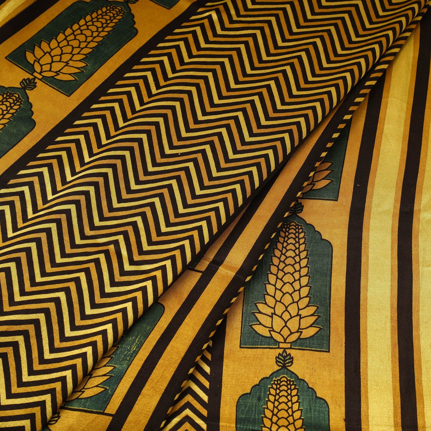 Yellow - natural dyed mashru silk fabric 03 - handcrafted