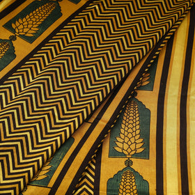 Yellow - natural dyed mashru silk fabric 03 - handcrafted