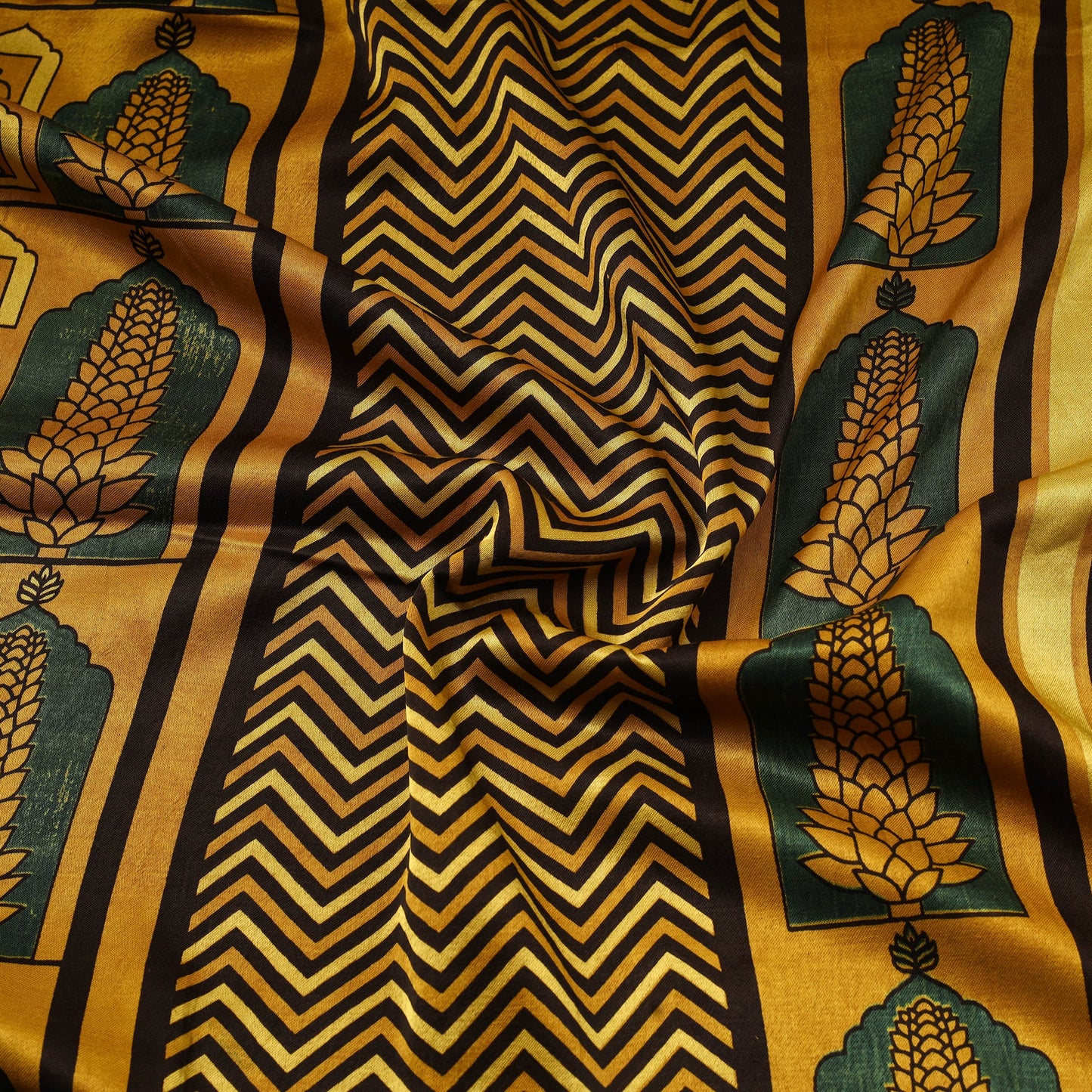 Yellow - natural dyed mashru silk fabric 03 - handcrafted