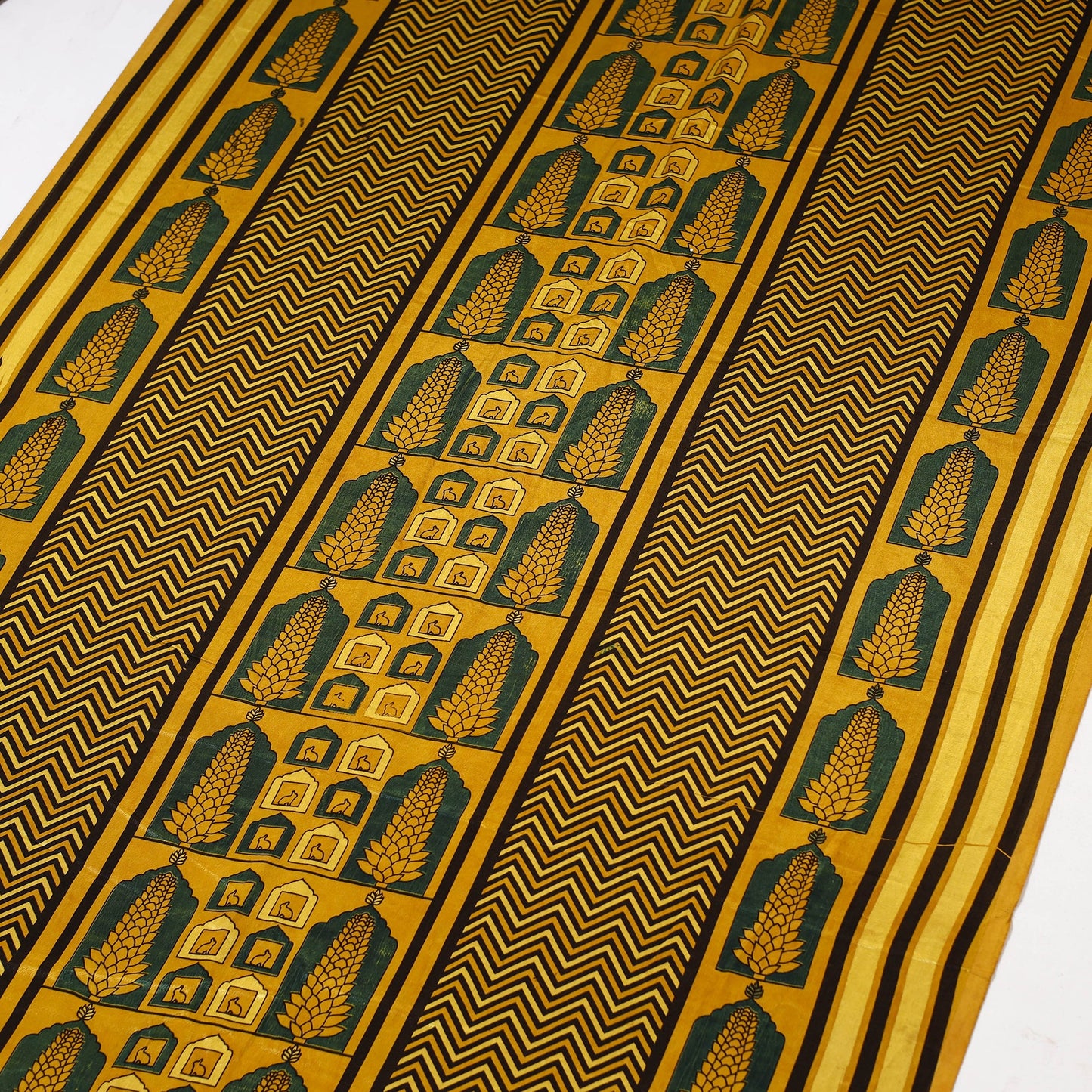 Yellow - natural dyed mashru silk fabric 03 - handcrafted