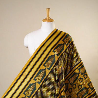 Yellow - natural dyed mashru silk fabric 03 - handcrafted