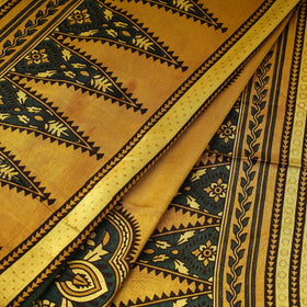Yellow - natural dyed mashru silk fabric 13 - handcrafted