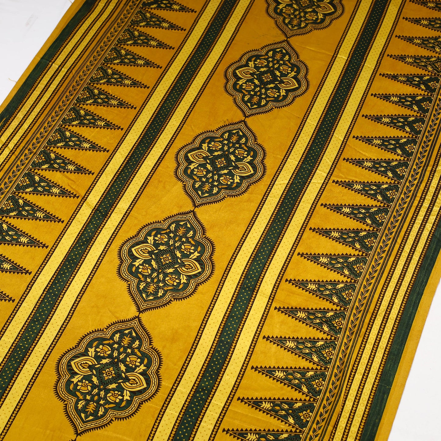 Yellow - natural dyed mashru silk fabric 13 - handcrafted