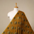 Yellow Natural Dyed Block Print Modal Silk Ajrakh Fabric