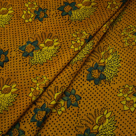 Yellow Natural Dyed Block Print Modal Silk Ajrakh Fabric