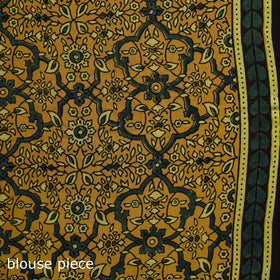 Natural dyed modal silk kutch hand block print ajrakh saree