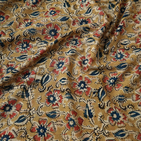 Yellow Natural Dyed Pedana Block Print Cotton Kalamkari Fabric