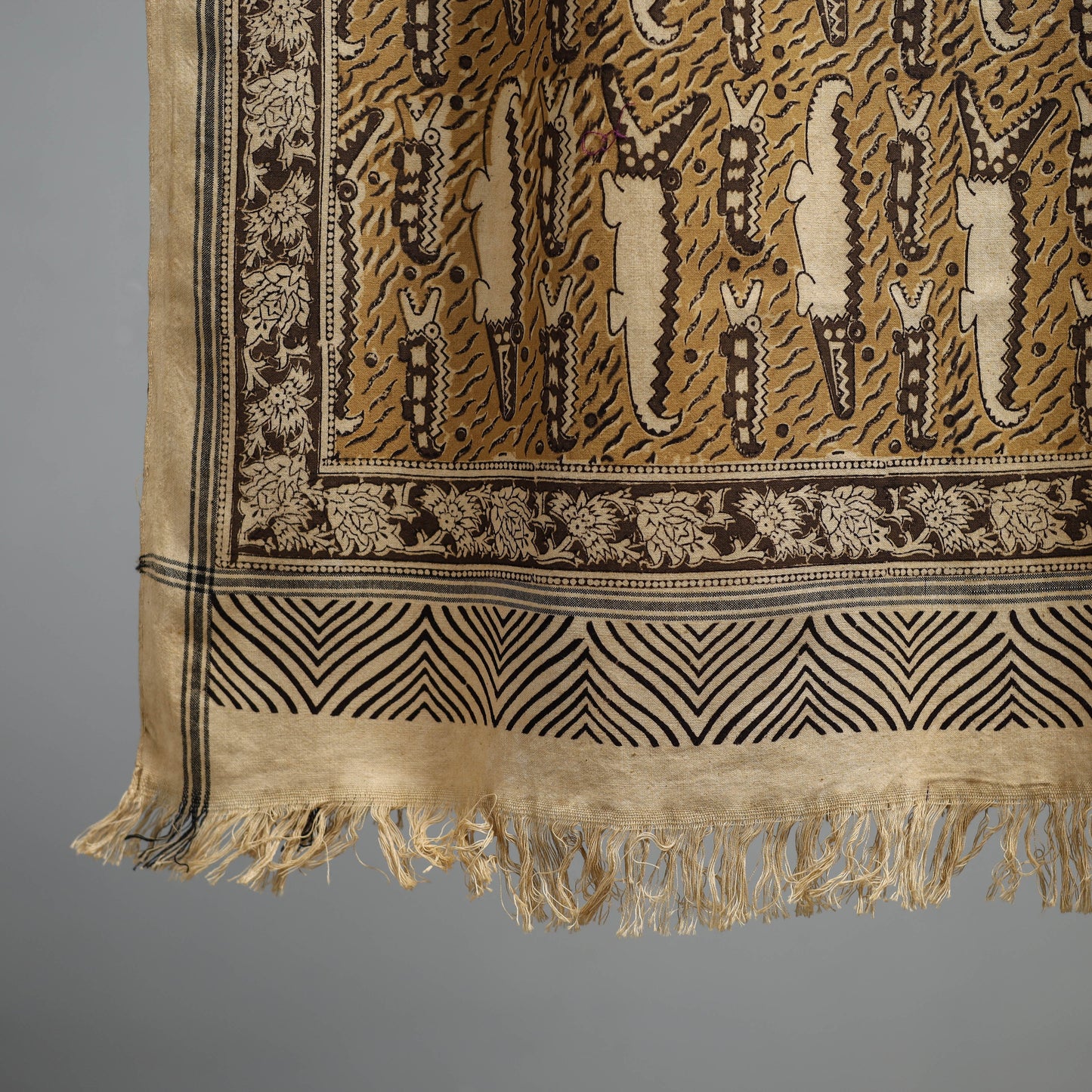 Natural dyed pedana kalamkari printed handloom cotton towel