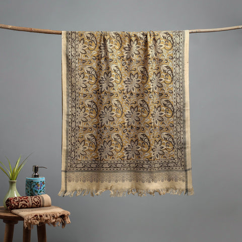 Natural dyed pedana kalamkari printed handloom cotton towel