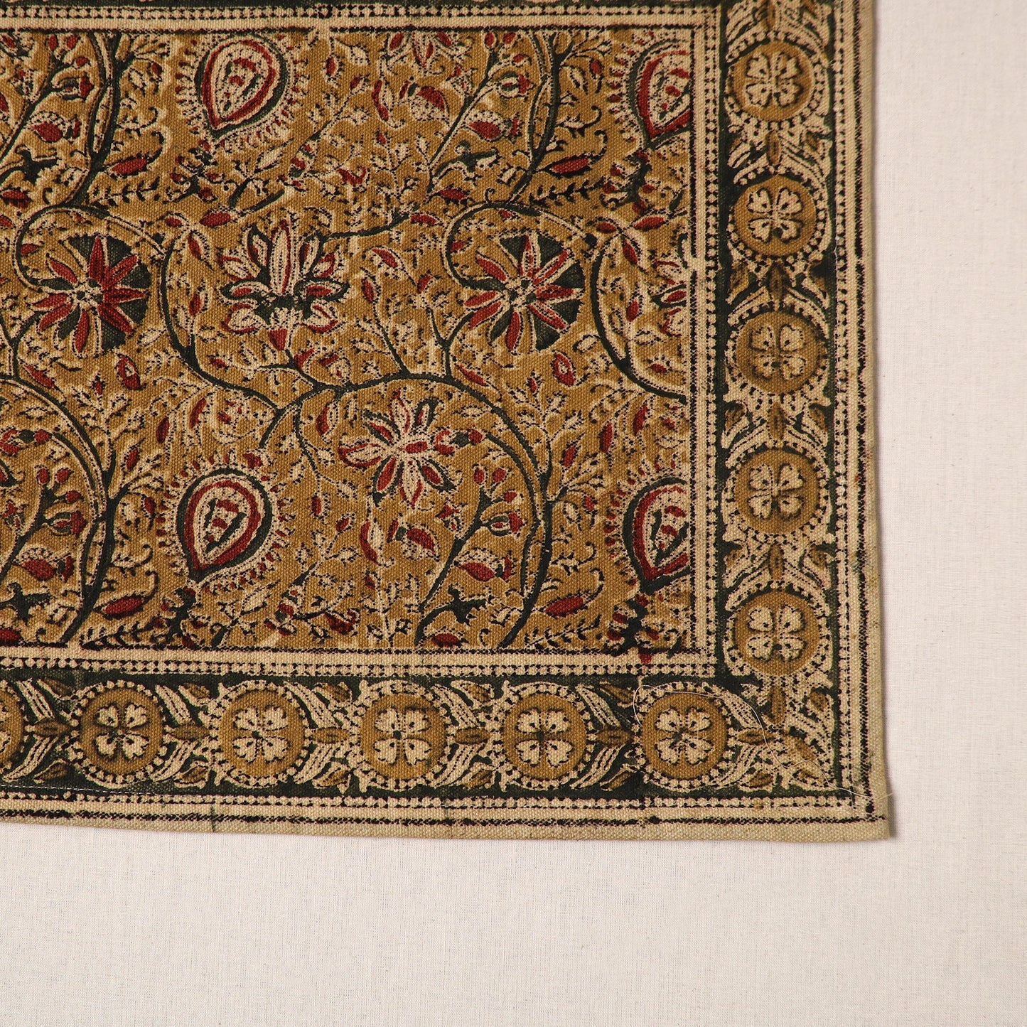 Yellow - natural dyed pedana kalamkari cotton table mat 31