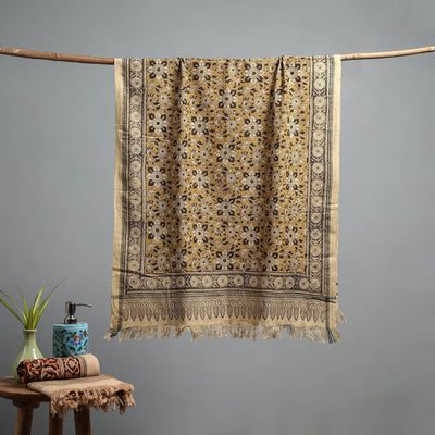 Natural dyed pedana kalamkari printed handloom cotton towel