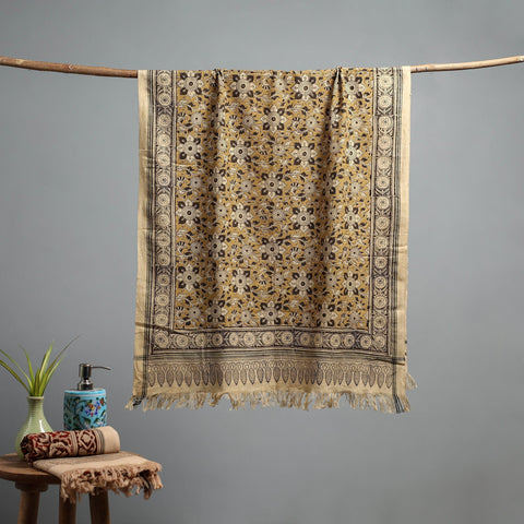 Natural dyed pedana kalamkari printed handloom cotton towel