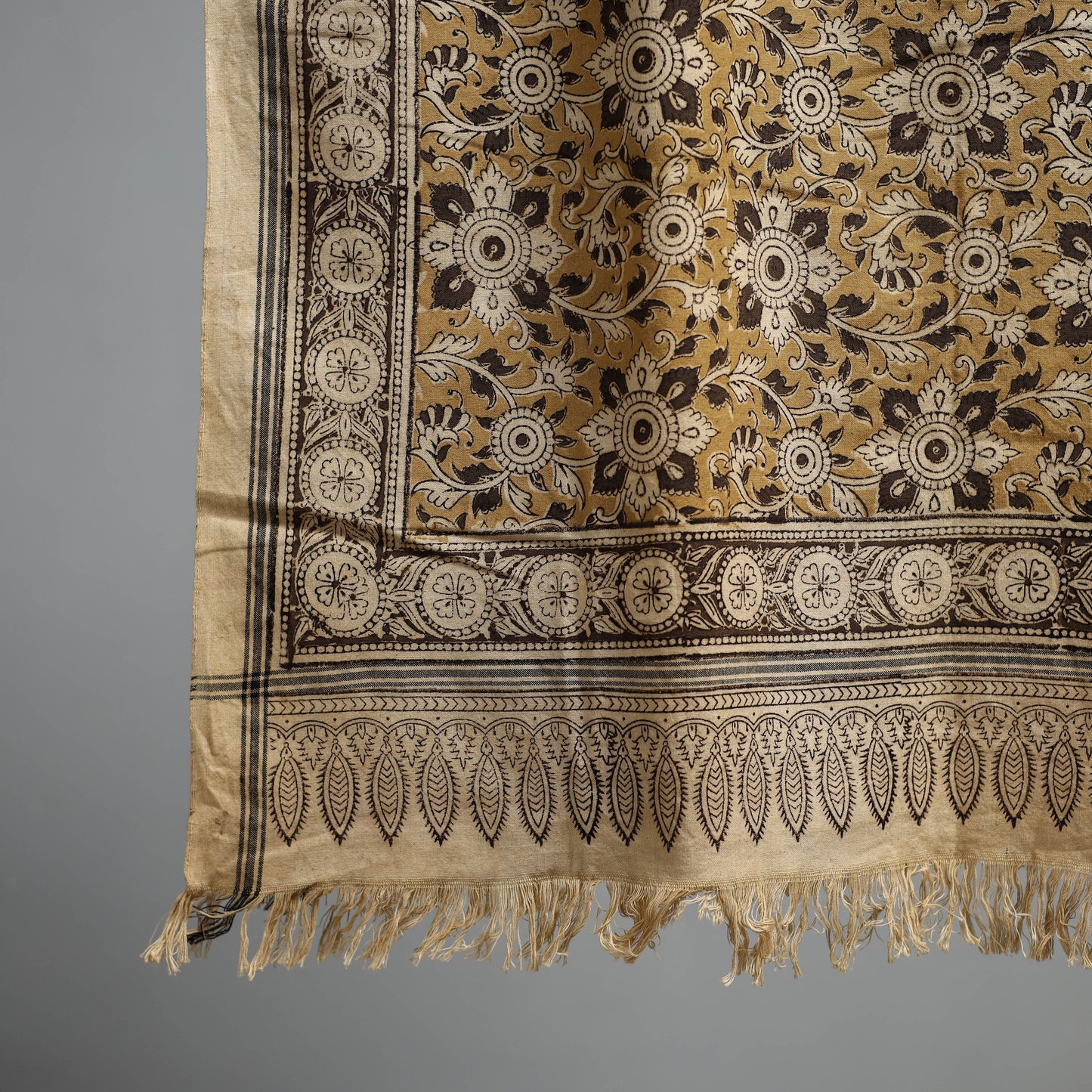 Natural dyed pedana kalamkari printed handloom cotton towel