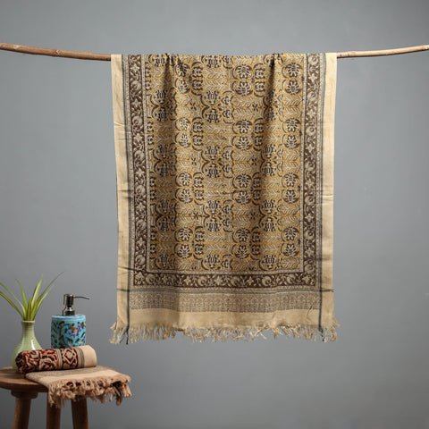 Natural dyed pedana kalamkari printed handloom cotton towel