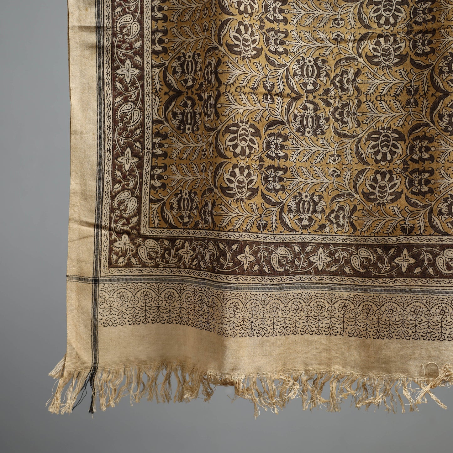 Natural dyed pedana kalamkari printed handloom cotton towel