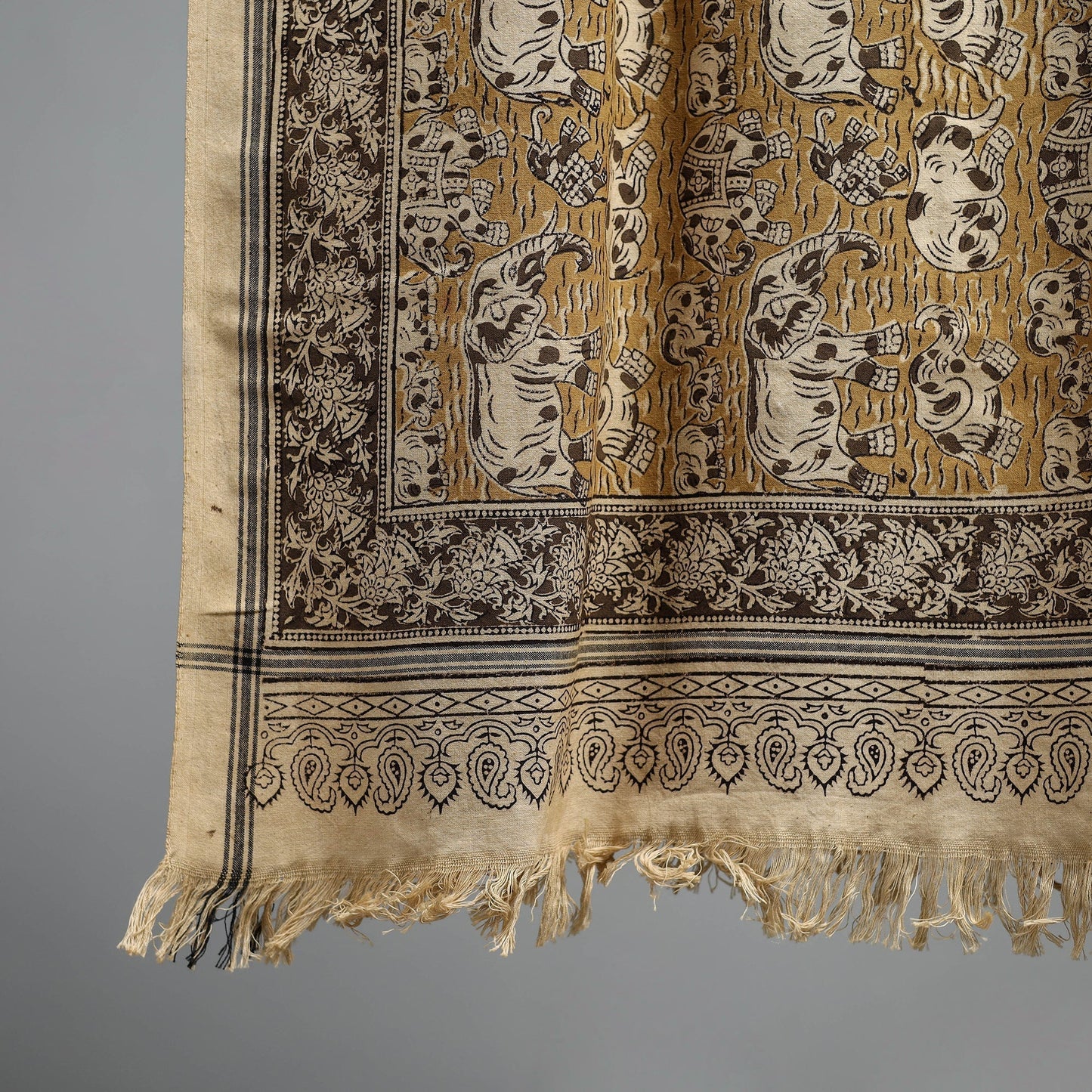 Natural dyed pedana kalamkari printed handloom cotton towel