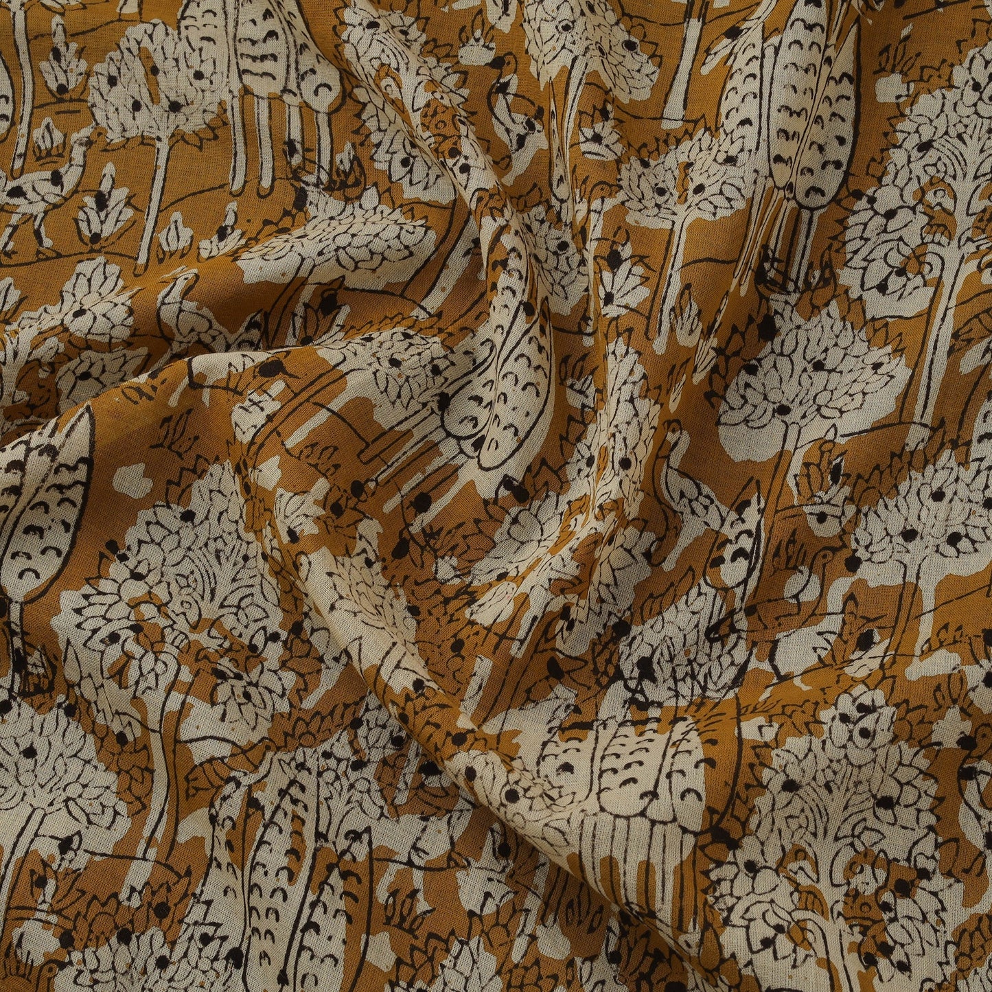 Natural dyed pure mul cotton hand block bagru print fabric