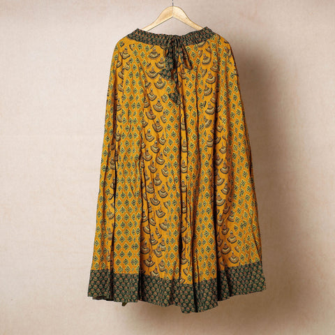  24 Kali Ajrakh Block Printed Patchwork Cotton Long Skirt 