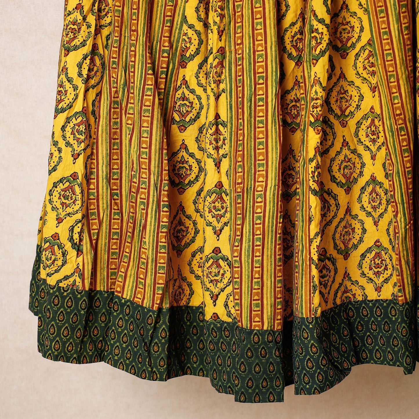  24 Kali Ajrakh Block Printed Patchwork Cotton Long Skirt 