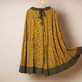  24 Kali Ajrakh Block Printed Patchwork Cotton Long Skirt 