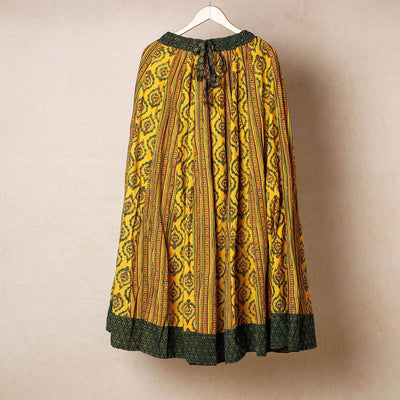  24 Kali Ajrakh Block Printed Patchwork Cotton Long Skirt 