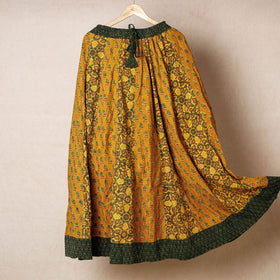  24 Kali Ajrakh Block Printed Patchwork Cotton Long Skirt 