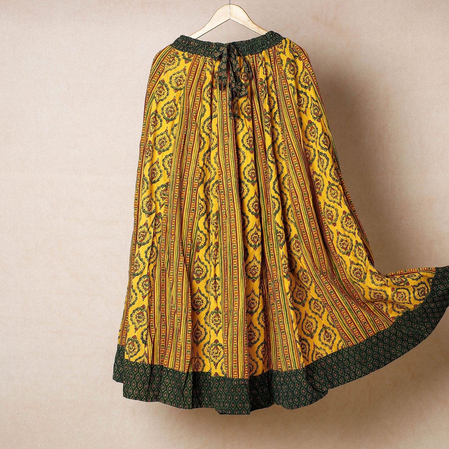  24 Kali Ajrakh Block Printed Patchwork Cotton Long Skirt 