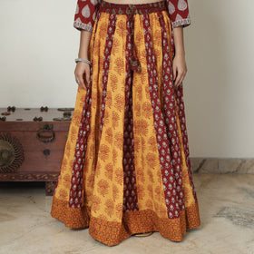  Bagh Block Printed Patchwork Cotton Long Skirt 