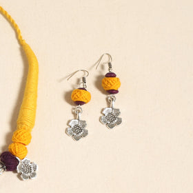 Navratri Special! Yellow German Silver Thread Beads Necklace Set