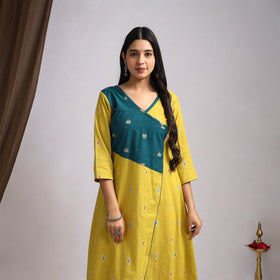 Yellow Noorani Tapestry Cotton A-Line Jacquard Kurta for Women