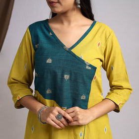 Yellow Noorani Tapestry Cotton A-Line Jacquard Kurta for Women