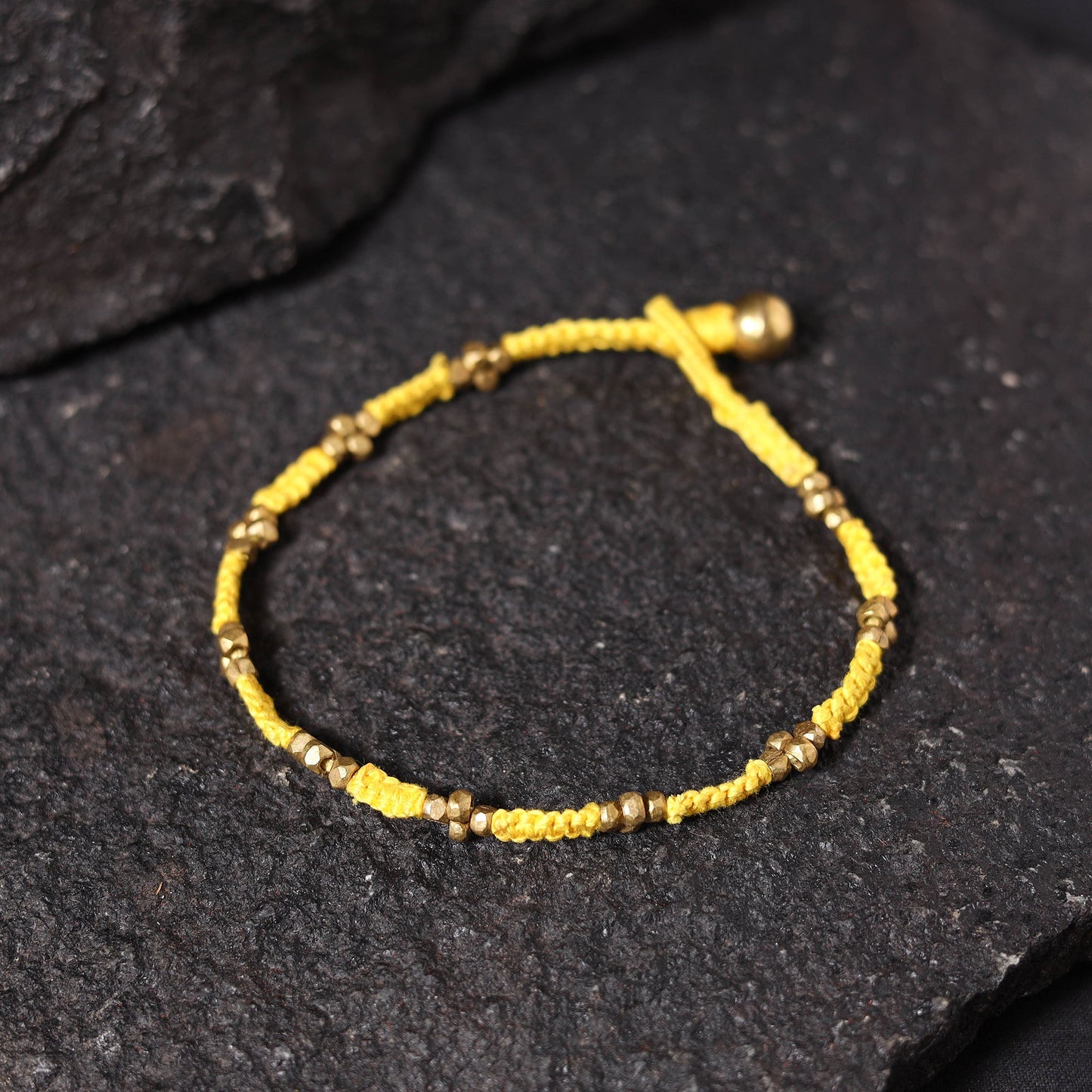 Yellow - odisha dokra threadwork tribal anklet 02