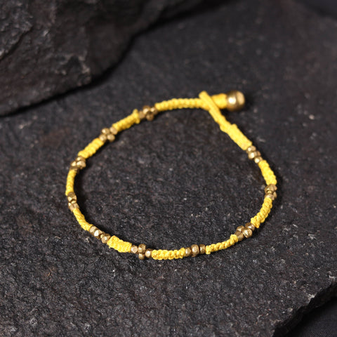 Yellow - odisha dokra threadwork tribal anklet 02