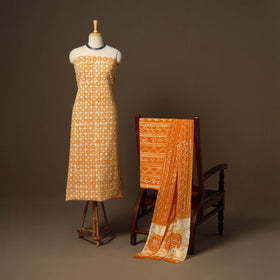 Yellow - orange - 3pc cotton unstitched kutch batik dress
