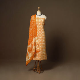 Yellow - orange - 3pc cotton unstitched kutch batik dress